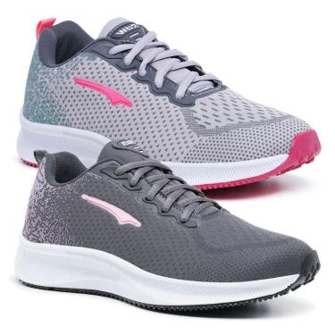 Imagem de Kit 2 Tenis Academia Feminino Caminhada Esportivo Treino Macio CInza e Grafite-Feminino