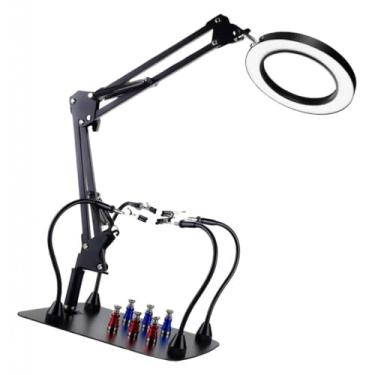 Imagem de RNXRZANK Lâmpada de Mesa com Lupa para Soldagem, 10x de Aumento, Versátil para Reparos Eletrônicos E Soldagem.
