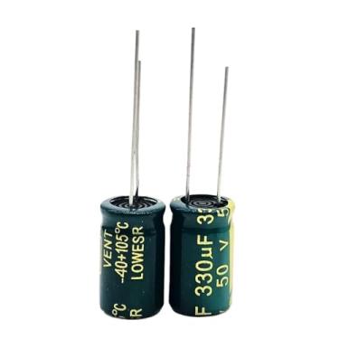 Imagem de 100 pçs/lote S02 alta frequência baixa impedância 50v 330UF Capacitor eletrolítico de alumínio tamanho 10 * 17 330UF 50v 20%