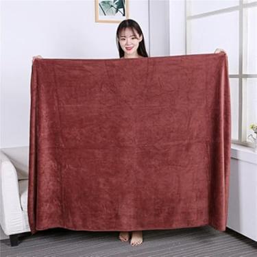 Imagem de Yalych Toalha de banho, toalha de banho e toalha de rosto massagem secagem rápida especial toalha grande microfibra grossa absorvente toalhas de vapor macias 100x200CN toalhas azuis (cor: café