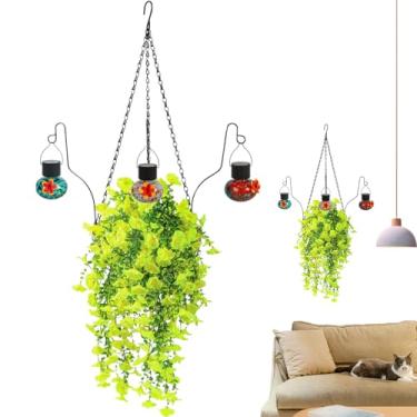 Imagem de Plantas artificiais ao ar livre, flores externas falsas realistas com alimentador de pássaros | Plantas artificiais para quintal, pássaros, primavera, outono, porta da frente, deck de parede, varanda