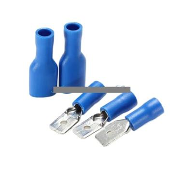 Imagem de 100 peças 16-14AWG conector de cabo de crimpagem de pá isolado terminal de emenda 50/macho + 50/fêmea kit conectores de pá isolados