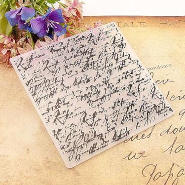 Imagem de Pasta de gravação de plástico com padrão de palavras em inglês vintage, impressões texturizadas em 3D, modelo de pasta de gravação de texto vintage para fazer cartões, scrapbooking, papel, artesanato