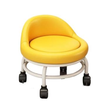 Imagem de BSNANCA Cadeira de pedicure, multiuso, rodada, baixa, rodada, com rodas, polia de maquiagem, banco com encosto para garagem, barbearia, biblioteca, salão, escritório, (preto) (tamanho único preto