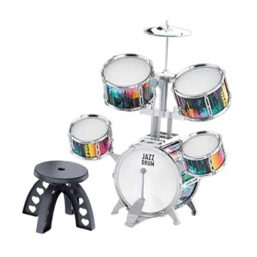 Imagem de KiBcsLic Bateria Infantil. Inclui Baquetas, Banquinho E Instrumento Musical de PVC. Brinquedo Musical Educativo para Atividades de Percussão. , Borda de Prata