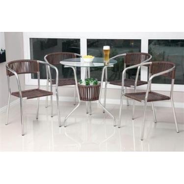 Imagem de Mesa e cadeiras de jardim e piscina, móveis de alumínio com fibra junc