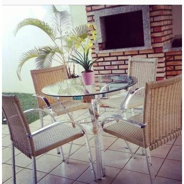 Imagem de Jogo Poltrona E Mesa Fibra Sintética Vime Varanda Externa - Sarah Móve