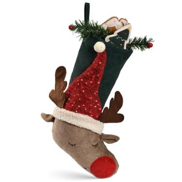 Imagem de WORLDECO Meias de Natal Alce Alce, Decorações de Natal Personalizadas Presentes para Lareira, Escadas, Árvore de Natal, Quarto Sala de Estar