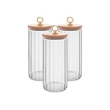 Imagem de Kit 3 Potes Herméticos Wolff Borossilicato com Tampa de Bambu Classic 