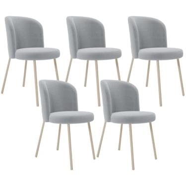 Imagem de Kit 05 Cadeiras Para Sala de Jantar Cozinha Estofada Gavi Arena L02 Bouclê Cinza - Lyam Decor