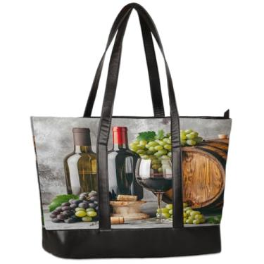 Imagem de Bolsa feminina de lona para laptop, retrô, vinho tinto, fruta, 15,6 polegadas, grande capacidade, bolsa de ombro leve e casual para negócios, escritório, trabalho, viagem, escola, faculdade, fim de