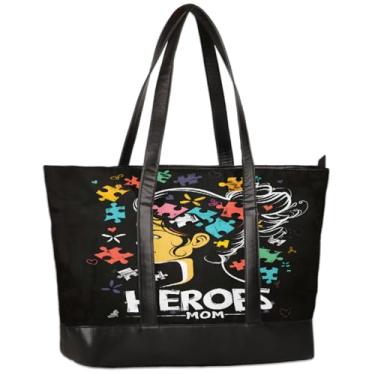 Imagem de Bolsa feminina de lona para laptop com design de linha de autismo, bolsa de computador de grande capacidade de 15,6 polegadas, Cor 1, 14.6*5.1*11.8 inch