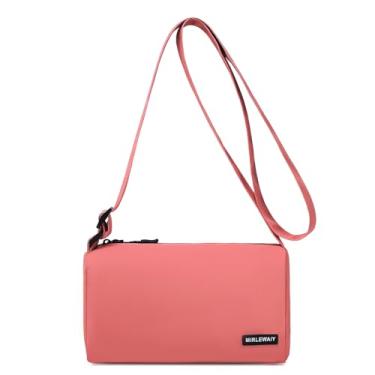 Imagem de MIRLEWAIY Bolsa tiracolo minimalista, leve, de grande capacidade, bolsa de ombro casual esportiva à prova d'água, Vermelho coral, Bolsa transversal moderna minimalista