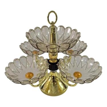 Imagem de IEUDNS Prato de aperitivo em formato de flor, pratos de servir divididos, fruteira, organizador de frutas secas, prato para mesa, escritório, cozinha, Ouro, 5 Bandejas com Anel