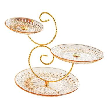 Imagem de Baoblaze Suporte de 3 andares para cupcakes, prato expositor de sobremesas, bandeja de servir doces para casamentos, Placa de âmbar