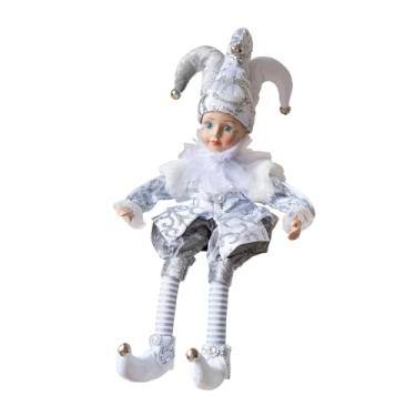 Imagem de oshhni Boneca de Natal Decorativa, Figura de Natal, Decoração para Casa, Enfeite de Mesa com Cabeça Balançante à Corda para as Festas, Prateleira ou Lareira, Prata
