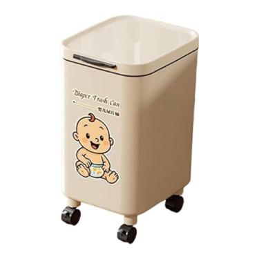 Imagem de ＫＬＫＣＭＳ Lixeira para fraldas com rodas, multiuso, decorativa, para banheiro, sala de jantar e quarto, Curto