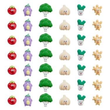 Imagem de SUPERFINDINGS 60 peças de 6 estilos de pinos para tábua de cortiça, pinos de pressão de vegetais conjuntos de pinos decorativos de ferro com resina para placa de cortiça, tachinhas fofas para fotos