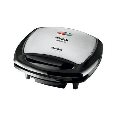 Imagem de Grill Mondial Premium Max Grill G-07 com Espátula e Bandeja Coletora - Preto/Inox
