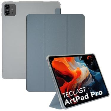 Imagem de AKNICI Capa para tablet TECLAST Artpad Pro 12,7 polegadas Android 15 Tablet, capa protetora ultrafina de couro PU com suporte dobrável de três dobras Auto Wake/Sleep, capa traseira de TPU macio, cinza