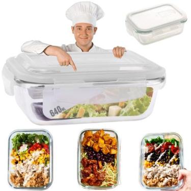 Imagem de Pote De Vidro Hermético Vasilha Marmita Mantimentos Tampa 640ml para M