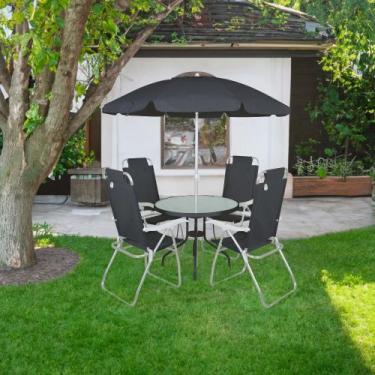 Imagem de Conjunto para Jardim Mesa com Tampo de Vidro e 4 Cadeiras e Ombrellone