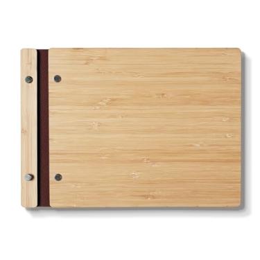 Imagem de NBE Caderno de madeira inacabado para gravação a laser – Diário em branco faça você mesmo com 60 páginas, papel creme, projeto de artesanato personalizável para manchas e decorações | Presente