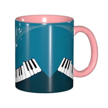 Imagem de Zeraoke Canecas de café criativas com impressão de teclas de piano verdes e brancas, personalizadas, presente para família, tamanho de 325 ml, unissex