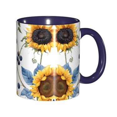 Imagem de Zeraoke Impressão de girassol canecas de café criativas, personalizadas, presente para família, tamanho 325 ml, unissex