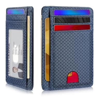 Imagem de Carteira minimalista para homens e mulheres, bolso frontal fino para viagem, bloqueio RFID, carteira de nylon resistente à água para identidade e dinheiro, Azul marino, Minimalista
