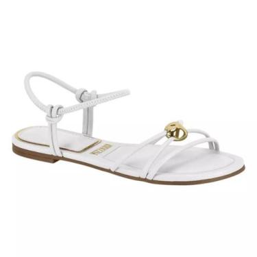 Imagem de Sandália Feminina Rasteira Chinelo Tiras com enfeite dourado Casual Co