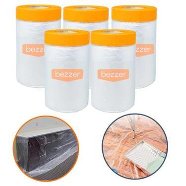 Imagem de Kit 5 Lona Protetora Pintura e Reforma Fita Adesiva 55cm x 20m Bobina 