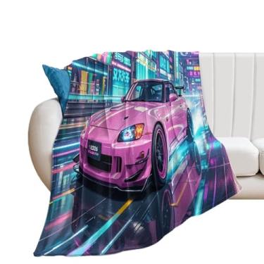 Imagem de HouLaiZhe Cobertor Super Macio Flanela JDM Carro S2000 Esportes Neon City Cobertores de Refrigeração Leve para Sofá-Cama Cadeira Sofá Carro Viagem ao Ar Livre Leve Quente 127 cm x 178 cm