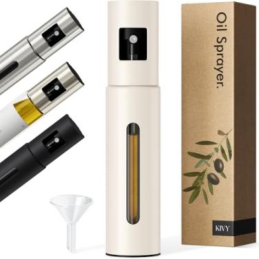 Imagem de KIVY Pulverizador de óleo de vidro para cozinhar, saladas, churrascos e airfryer – spray inovador com controle de porção – frasco de spray de óleo com corpo de aço inoxidável – pulverizador de azeite