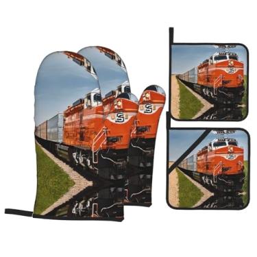 Imagem de Conjunto de luvas de cozinha com suporte de tampa, luvas de forno resistentes ao calor para manusear panelas quentes, grelhar, churrascos, kit de 4 peças.