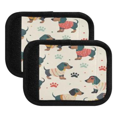 Imagem de Qilmy Pacote com 2 identificadores de bagagem de cachorro fofo com alça confortável para carrinho de bebê, mala de viagem, acessórios de viagem de avião1235