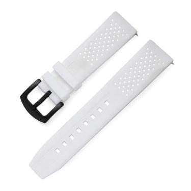 Imagem de Pulseira de silicone respirável com interruptor poroso de liberação rápida, pulseira inteligente para Huawei para Samsung S3, fivela branca preta, 22 mm