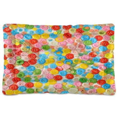 Imagem de Wassud Cama de cachorro colorida com botões de doces ao ar livre para cães pequenos, lavável, impermeável, para viagem, para animais de estimação, cama portátil para gatos com fundo antiderrapante