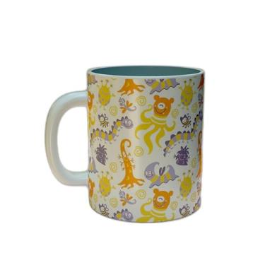 Imagem de Caneca Xícara de Café Porcelana 300ml Monstros Fofos Halloween Infantil