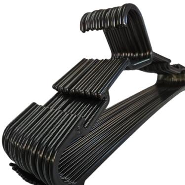 Imagem de Kit 50 Cabides Pretos Reforçados e Resistentes para Roupas de Adulto