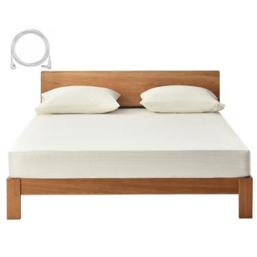 Imagem de Lençóis de cama solteiro GG com bolso profundo, 12% fibra de prata e 88% algodão orgânico, lençol com elástico aterrado para melhorar o sono (bege, solteiro GG - 99 x 203 x 38 cm) lgc4