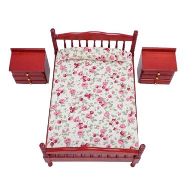 Imagem de KUIDAMOS Casa de Bonecas de Madeira Em Escala 1/12, Conjunto de Móveis para Quarto, Artesanato Requintado para Crianças e Colecionadores, Madeira de Bétula Vermelha