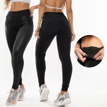 Imagem de Calça Térmica Montaria Flanelada Aveludada Legging Couro Forrada Detal
