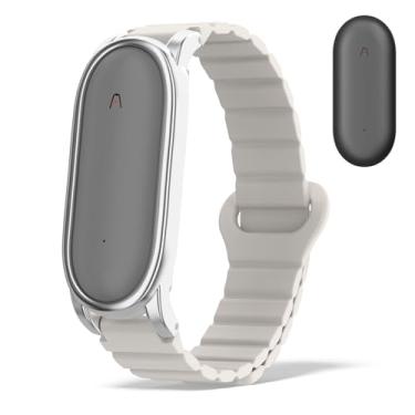 Imagem de Nimuw Pulseira magnética de silicone compatível com PLAUD NotePin & Plaud Note Pin S (2025) com amortecedor de policarbonato para mulheres e homens (Starlight)