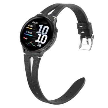 Imagem de Pulseira de couro vintage fina de liberação rápida compatível com Garmin Venu 4 de 41 mm, 45 mm (preta, pulseira de tamanho de 18 mm)