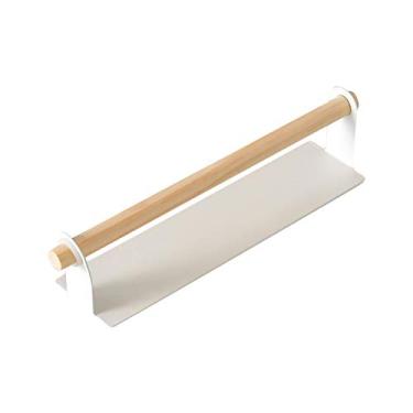 Imagem de Rack de Toalha Banho Madeira Estantes Banheiro Montadas na Parede Sem Prego Suporte Suspenso Prateleira Ferro Inoxidável