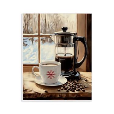 Imagem de Stupell Industries "Winter French Press Coffee", arte em placa de parede, 28 x 35 cm