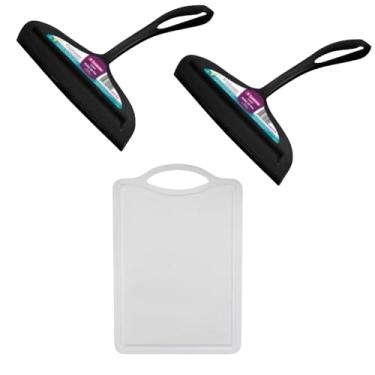 Imagem de Kit 2 Rodo de pia Preto e 1 Tábua de corte Branco