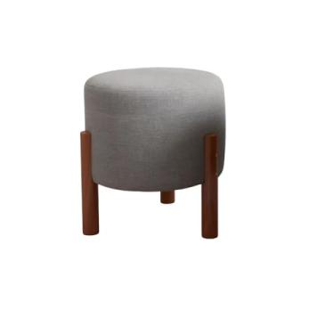 Imagem de Kit 2 Puffs Decorativos Luxo em Linho para Sala e Escritório Puff Redondo Moderno Suporta até 150kg Escolha a Cor (1 Puf Cinza)