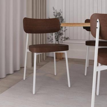 Imagem de Cadeira de Jantar Revestimento Sintetico Alloa Est. Branca